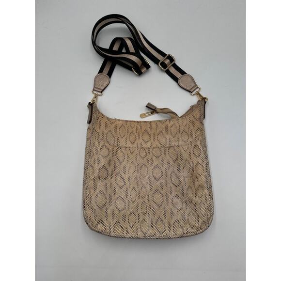 Snake Print Crossbody Bag w/ Gold Accents & Adjustable Strap - Picture 1 of 9